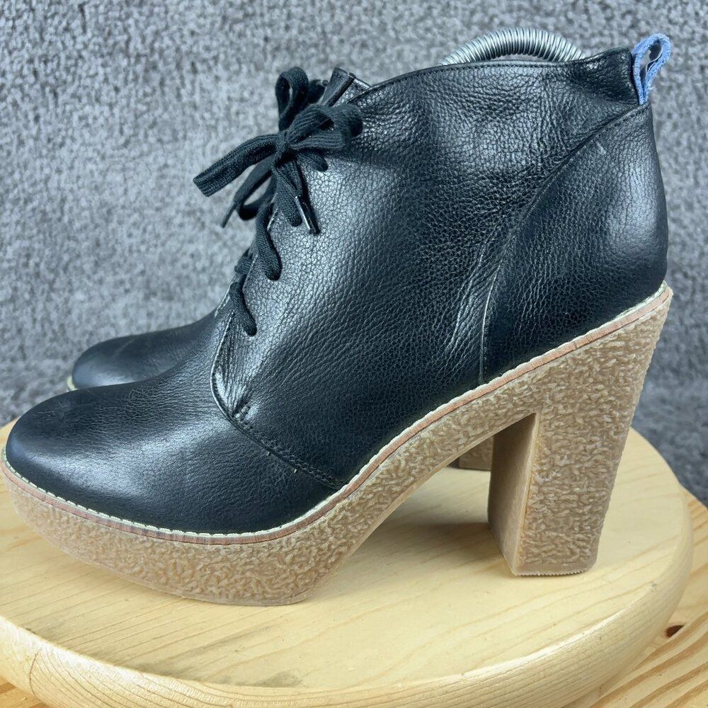GAP San Francisco Boots Womens Size 10 Black Leather Crepe Sole Chunky Platform